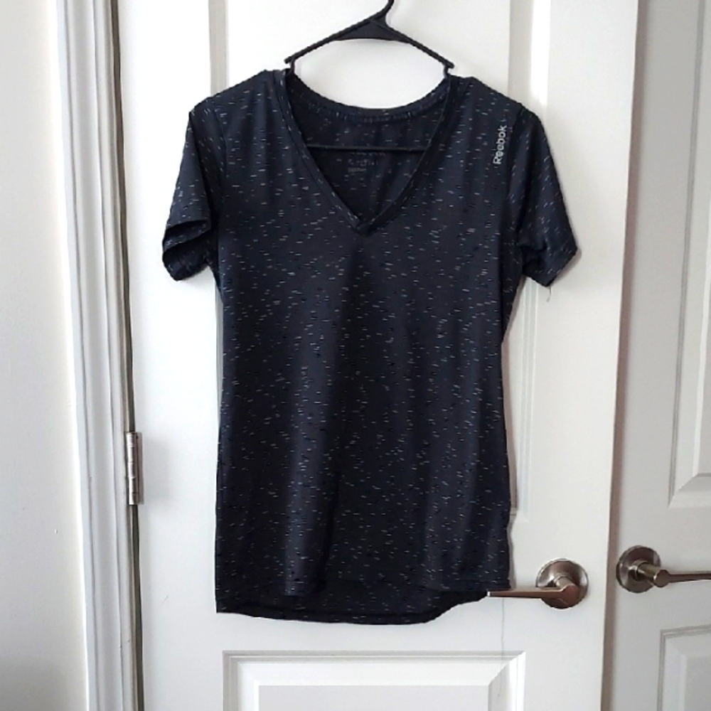 Reebok Women's Dark Gray Speckled V-Neck Tee